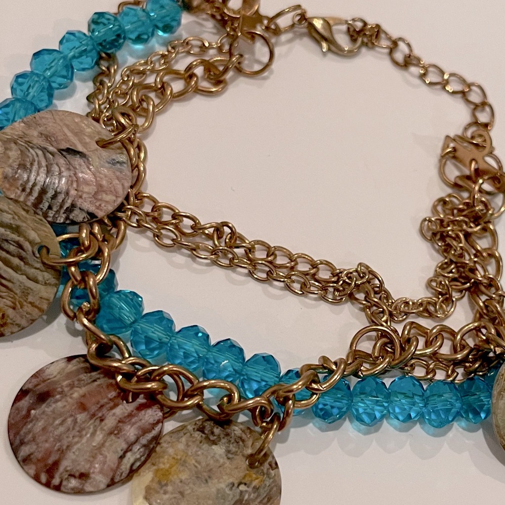 Blue and Gold Chain Bracelet One Size